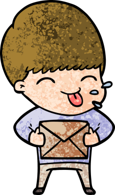 Bir insan tarafından çizilmiş mutlu çizgi film çocuğu.