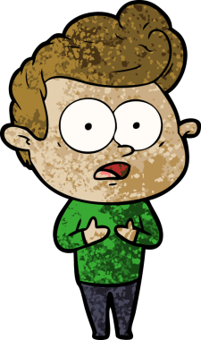 Bir insan tarafından çizilmiş çizgi film bakışlı adam.