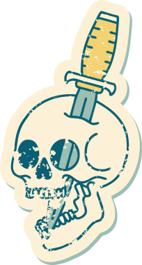 Bir insan tarafından çizilmiş bir kafatasının sembolik dövmeli görüntüsü.