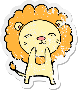 Bir insan tarafından çizilmiş karikatür aslanının sıkıntılı çıkartması.