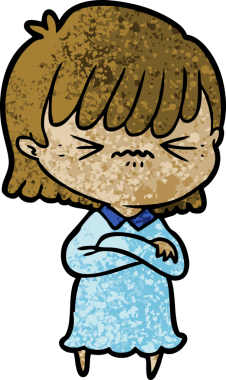 Bir insan tarafından çizilmiş kızgın çizgi film kızı.