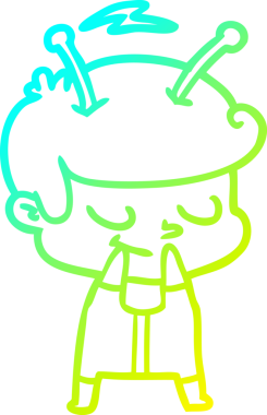 Bir insan tarafından çizilmiş, kendinden emin bir uzay adamının soğuk çizgi çizimi.