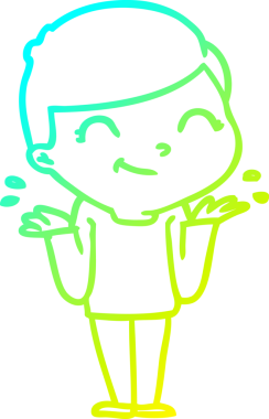 Bir insan tarafından çizilmiş gülümseyen çizgi film çocuğu çizimi.