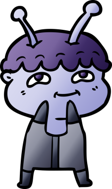 Bir insan tarafından çizilmiş dost canlısı çizgi film uzay adamı.