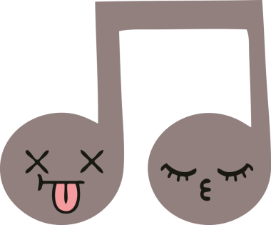 Bir insan tarafından çizilmiş bir notanın düz renkli retro karikatürü