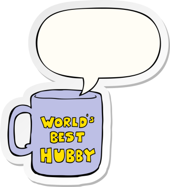 Bir insan tarafından çizilmiş konuşma balonu çıkartmalı dünyanın en iyi kocası.