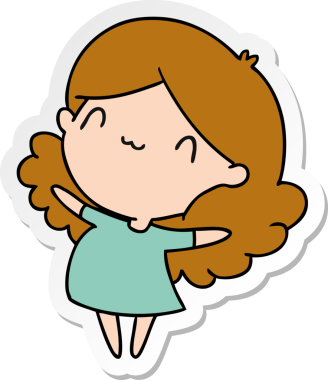 Bir insan tarafından çizilmiş sevimli bir kawai kızının çizilmiş bir karikatür çizimi.