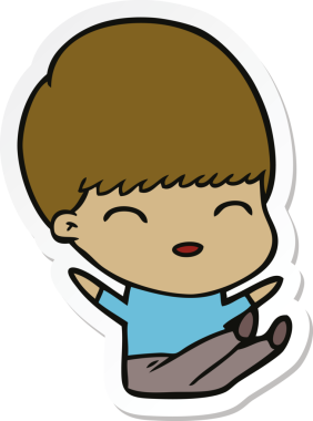 Bir insan tarafından çizilmiş mutlu bir çizgi film çocuğunun çıkartması.