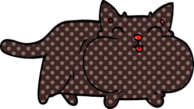 Bir insan tarafından çizilmiş karalama şişman kedi.