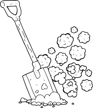 Bir insan tarafından çizilmiş siyah beyaz bir kürek.