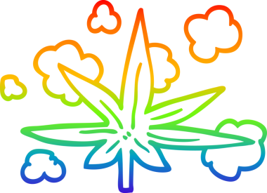 gökkuşağı gradyan çizgisi bir insan tarafından çizilmiş marihuana yaprağının çizimi