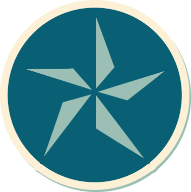 Bir insan tarafından çizilmiş geleneksel bir yıldız stiliyle dövme çıkartması.