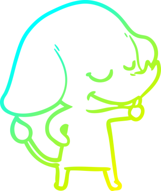 Bir insan tarafından çizilmiş gülümseyen bir filin soğuk gradyan çizimi