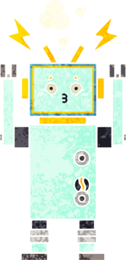 Bir insan tarafından çizilmiş bir robotun retro çizim tarzı karikatürü