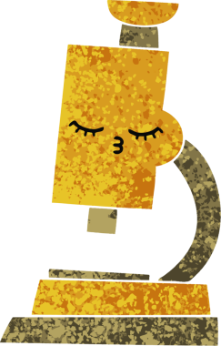 Bir insan tarafından çizilmiş mikroskobun retro illüstrasyon tarzı karikatürü