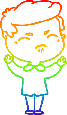 Gökkuşağı gradyan çizgi çizimi Bir insan tarafından çizilmiş rahatsız bir adam