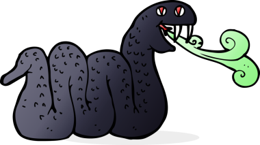 Bir insan tarafından çizilmiş çizgi film yılanı.