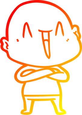 Bir insan tarafından çizilmiş mutlu, kel bir adamın sıcak çizgi çizimi.