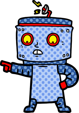 Bir insan tarafından çizilmiş çizgi film robotu