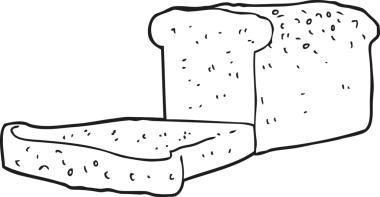 Bir insan tarafından çizilmiş siyah beyaz ekmek karikatürü.