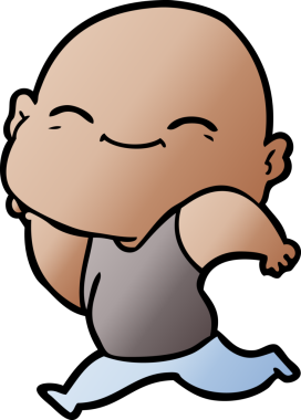 Bir insan tarafından çizilmiş mutlu kel adam çizgi filmi.