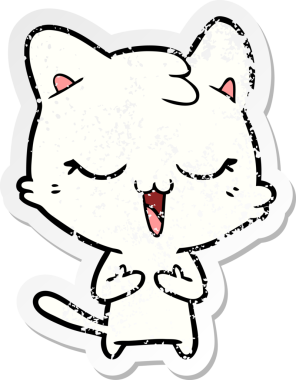 Bir insan tarafından çizilmiş mutlu çizgi film kedisinin sıkıntılı çıkartması.