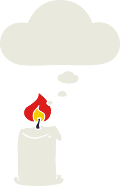 insan tarafından çizilmiş, düşünce baloncuklu çizgi film mumu.