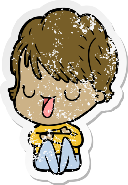 Bir insan tarafından çizilmiş karikatür kadının sıkıntılı çıkartması.