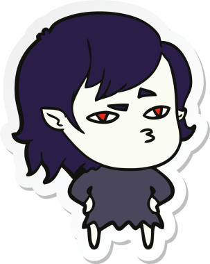 Bir insan tarafından çizilmiş vampir bir kızın çıkartması.