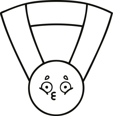 Bir insan tarafından çizilmiş altın madalyanın çizgi çizimi.