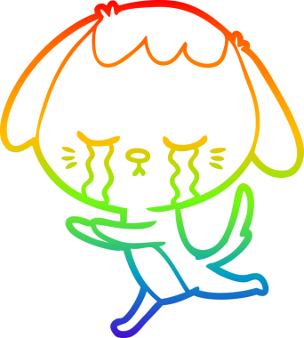 gökkuşağı gradyan çizgi çizimi bir insan tarafından çizilmiş ağlayan bir köpek