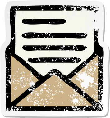 Sevimli bir karikatür mektubu ve bir insan tarafından çizilmiş zarfın sıkıntılı etiketi.