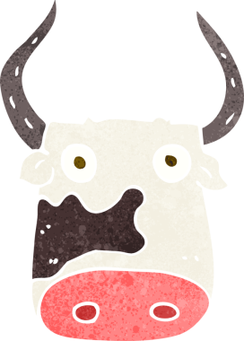 bir insan tarafından çizilmiş çizgi film ineği