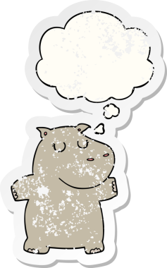 Düşünce baloncuğu olan çizgi film suaygırı, insan tarafından çizilmiş yıpranmış bir çıkartma.