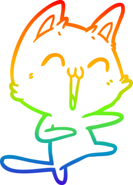 Bir insan tarafından miyavlanan mutlu bir çizgi film kedisinin çizimi.