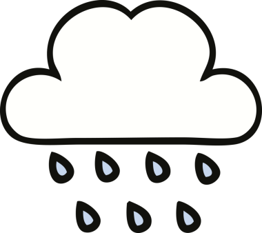 Bir insan tarafından çizilmiş şirin yağmur bulutu karikatürü