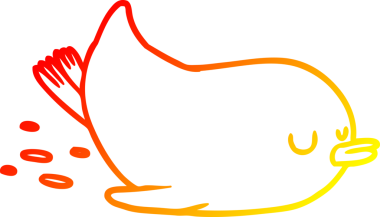 Bir insan tarafından çizilen kaygan penguenin sıcak çizgi çizimi