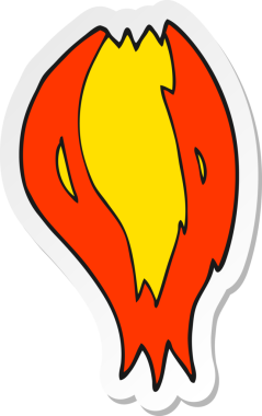 Bir insan tarafından çizilmiş karikatür roket gemi alevi çıkartması.