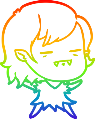 Gökkuşağı gradyan çizgi çizimi Bir insan tarafından çizilen ölümsüz vampir kız çizgi