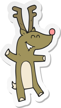 Bir insan tarafından çizilmiş karikatür ren geyiği çıkartması.