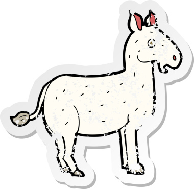 Bir insan tarafından çizilmiş karikatür katırının geriletilmiş çıkartması.