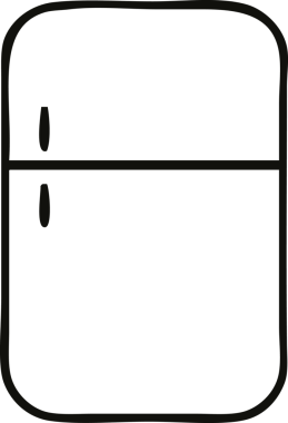 Bir insan tarafından çizilmiş bir buzdolabı karikatürü.