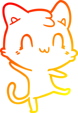 Bir insan tarafından çizilen mutlu çizgi bir kedinin sıcak gradyan çizimi
