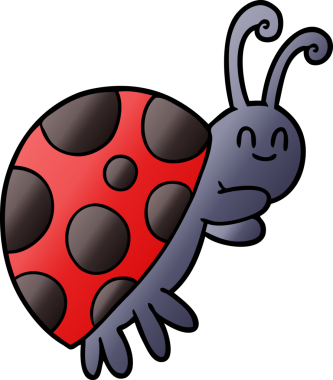 Bir insan tarafından çizilmiş sevimli uğur böceği çizgi filmi.