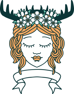 Retro Dövme Tarzı İnsan Druid karakteri Bir insan tarafından çizilmiş pankartıyla