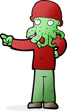 Bir insan tarafından çizilmiş uzaylı canavar adam.