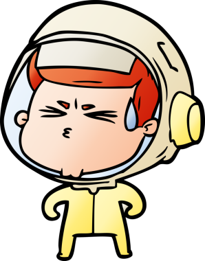 Çizgi film bir insan tarafından çizilmiş astronot.