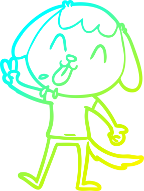 Bir insan tarafından çizilmiş şirin bir çizgi köpeğin soğuk gradyan çizgisi.