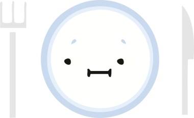 Bir insan tarafından çizilmiş yemek tabağının düz renkli retro karikatürü