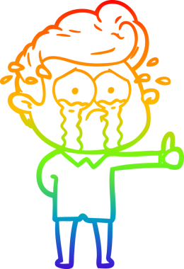 Bir insan tarafından çizilmiş ağlayan bir adamın çizdiği gökkuşağı gradyan çizgisi.